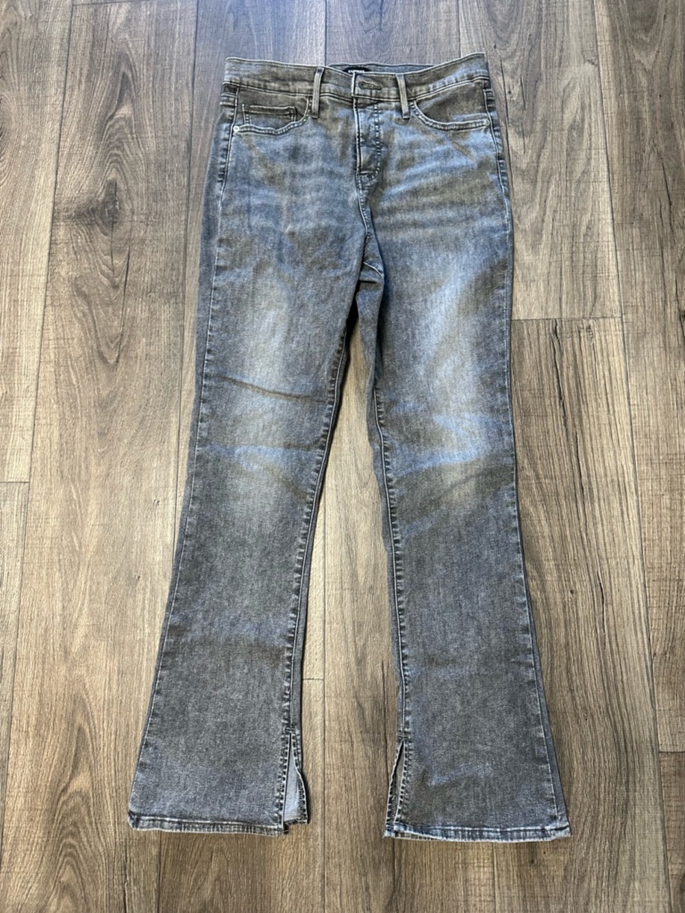 Express Women’s High-Rise Faded Gray Bootcut Jeans